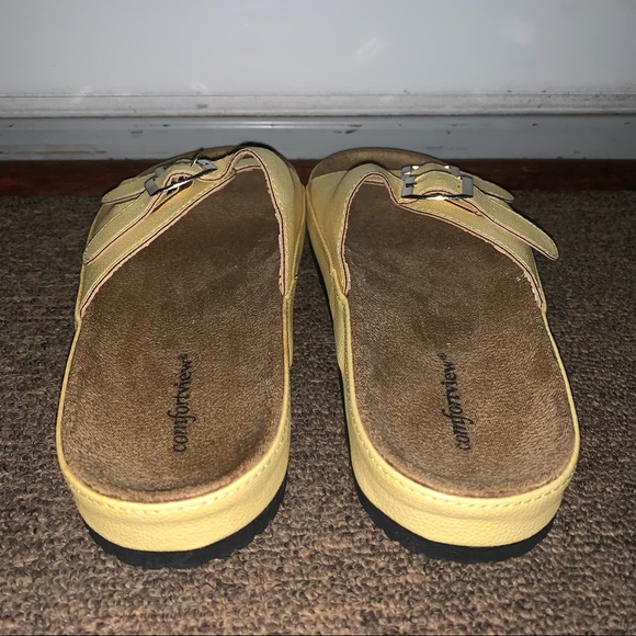 Women’s 8M COMFORTVIEW Yellow Double Buckle Slip On Comfort Sandals NEW - Picture 5 of 10